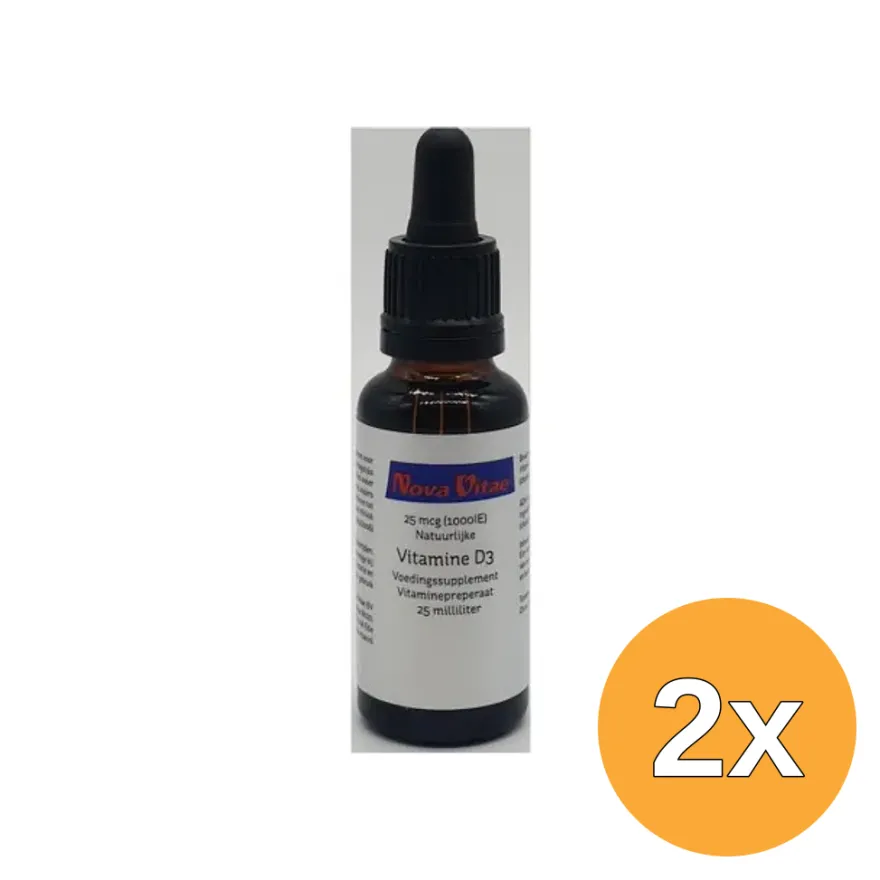 2x Nova Vitae Vitamine D3 1000IU druppel (25 ml)