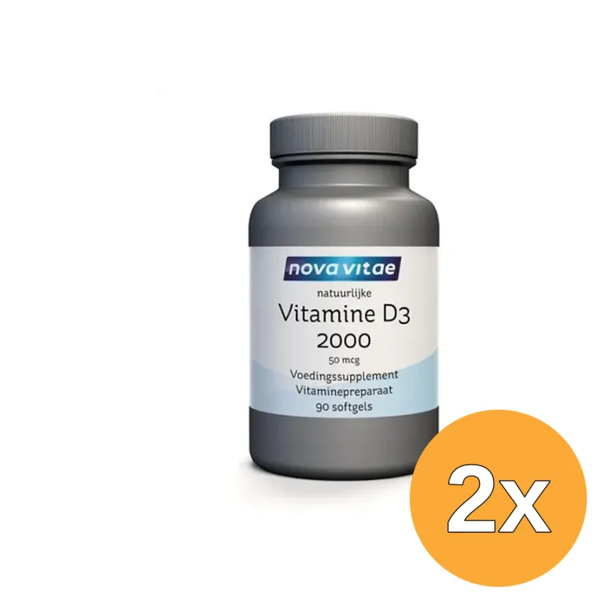 2x Nova Vitae Vitamine D3 2000 50mcg (90 softgels)