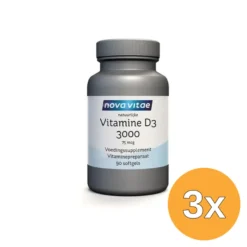 3x Nova Vitae Vitamine D3 3000/75mcg (90 softgels)