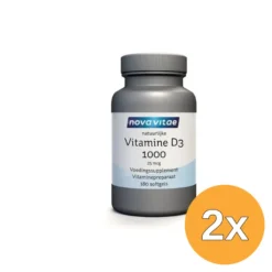 2x Nova Vitae Vitamine D3 1000/25mcg (180 softgels)