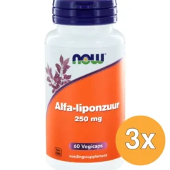 3x Now Alfa-liponzuur 250 mg (60 vega capsules)