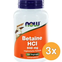 3x Now Betaine Hcl 648 Mg (120 vega capsules)