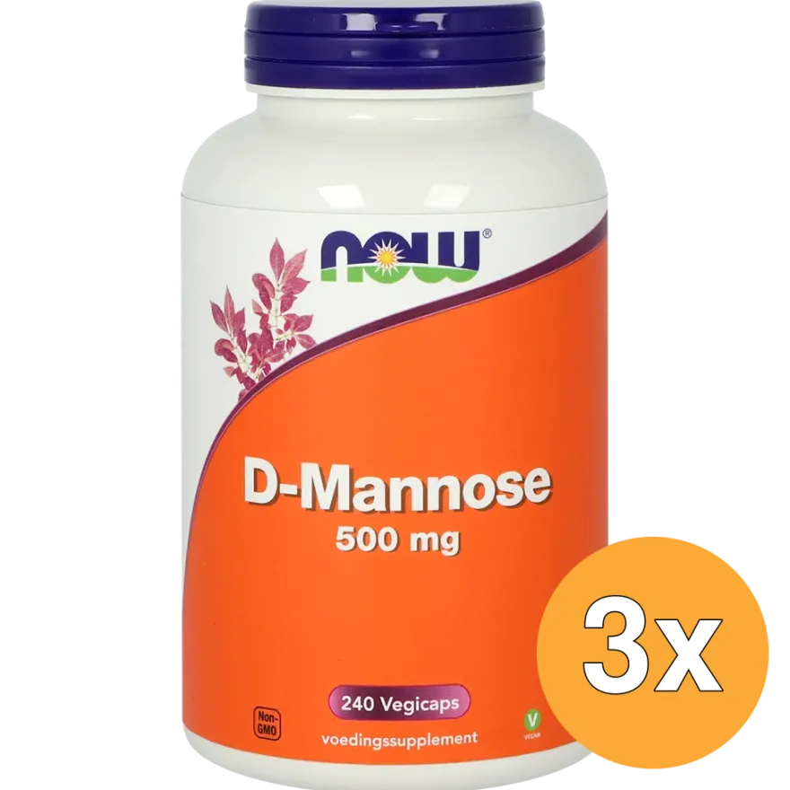 3x Now D-Mannose 500mg (240 vega capsules)