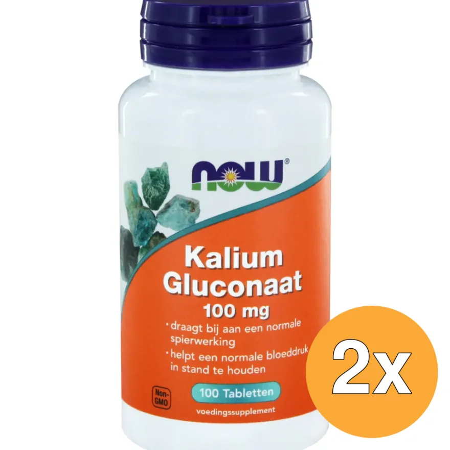 2x Now Kalium gluconaat 100 mg (100 tabletten)