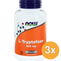 3x Now L-Tryptofaan 500 mg (60 vega capsules)