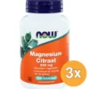 3x Now Magnesium citraat 200 mg (100 tabletten)