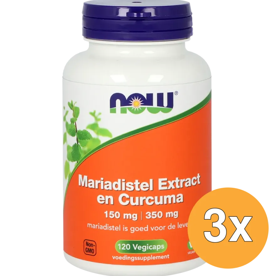3x Now Mariadistel Extract 150Mg En Curcuma 350Mg (120 vega capsules)