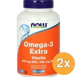 2x Now Omega-3 Extra Visolie 500 mg EPA 250 mg DHA (180 softgels)