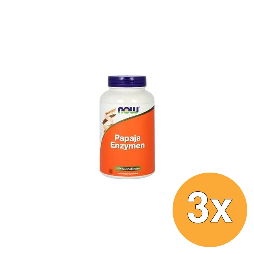 3x Now Papaja Enzymen (360 kauwtabletten)