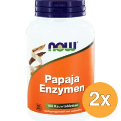 2x Now Papaya enzymen (180 kauwtabletten)