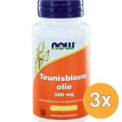 3x Now Teunisbloemolie 500 Mg (100 softgels)