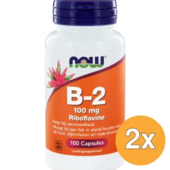 2x Now Vitamine B2 100 mg (100 capsules)