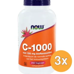 3x Now Vitamine C 1000 mg bioflavonoiden (250 vega capsules)