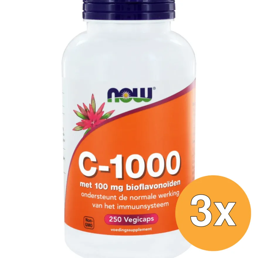 3x Now Vitamine C 1000 mg bioflavonoiden (250 vega capsules)