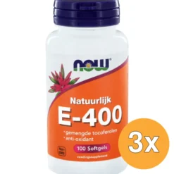 3x Now Vitamine E-400 gemengde tocoferolen (100 softgels)