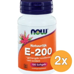 2x Now Vitamine E-200 natuurlijke gemengde tocoferolen (100 softgels)