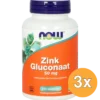 3x Now Zink Gluconaat 50 mg (250 tabletten)