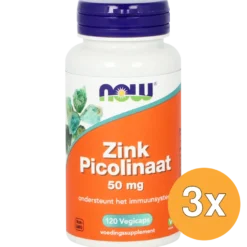 3x Now Zink Picolinaat 50 mg (120 vega capsules)