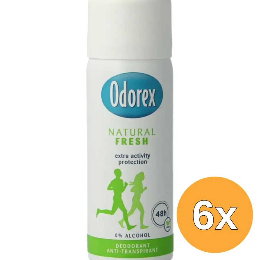 6x Odorex Natural fresh spray mini (50 ml)
