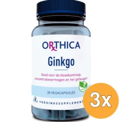 3x Orthica Ginkgo (30 vega capsules)
