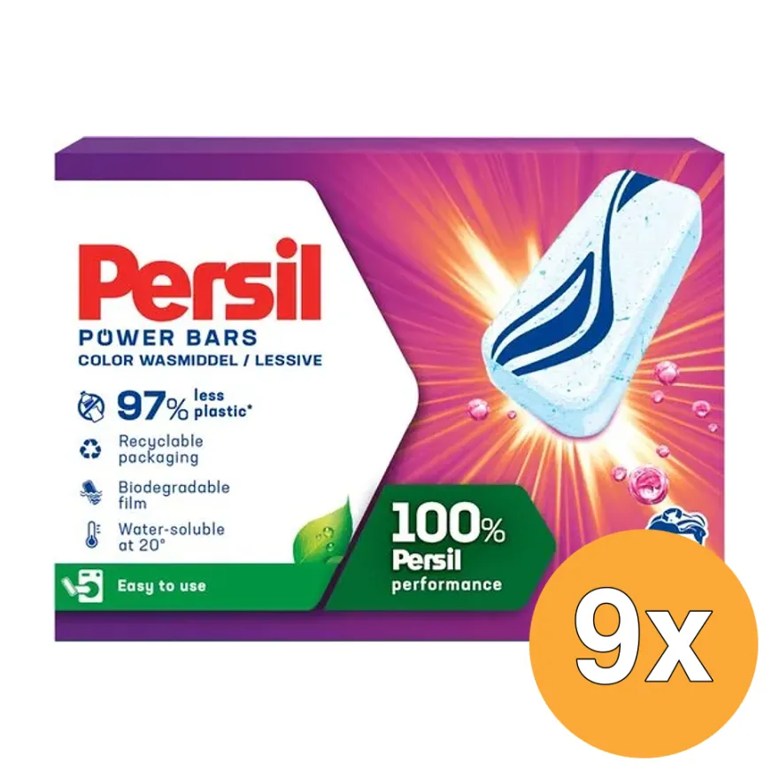 9x Persil Wasmiddel Powerbars Color (16 stuks)