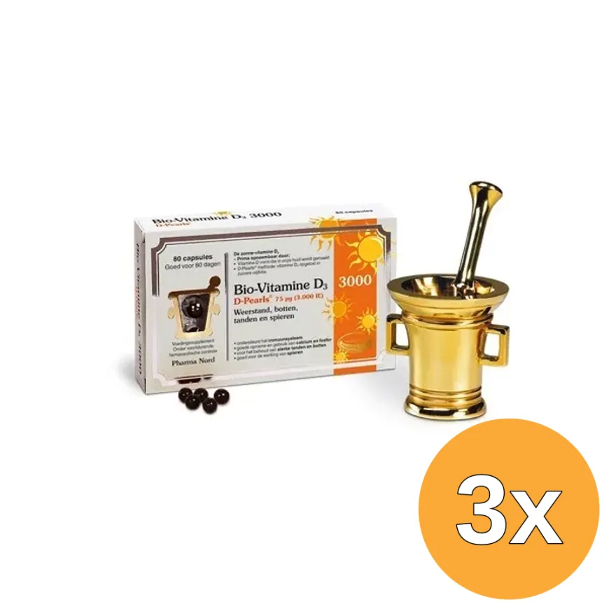 3x Pharma Nord Bio-Vitamine D3 3000IE D Pearls (80 capsules)