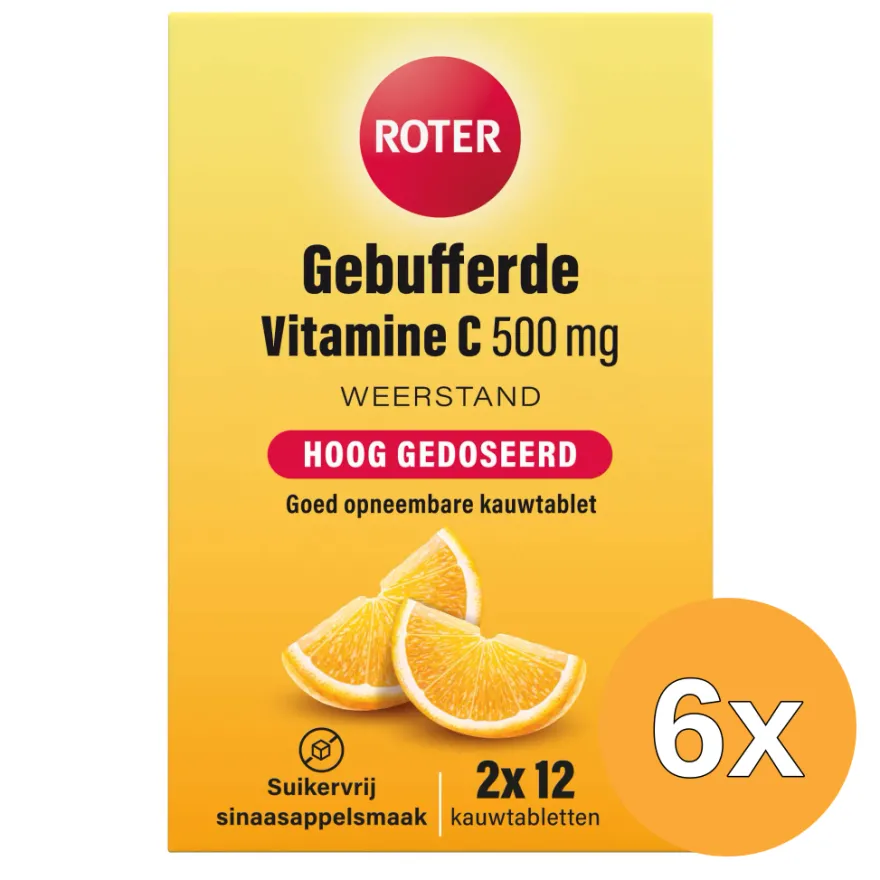 6x Roter Gebufferde Vitamine C 500mg (24 kauwtabletten)