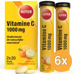 6x Roter Vitamine C Bruis 1000 mg abrikoos sinaasappel duopack (40 bruistabletten)