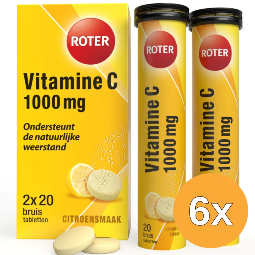 6x Roter Vitamine C Bruis 1000mg citroen duopack (40 bruistabletten)