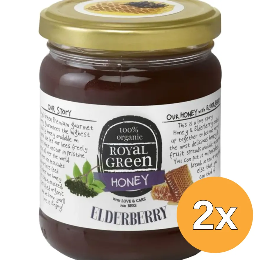 2x Royal Green Elderberry honey bio (250 gr)