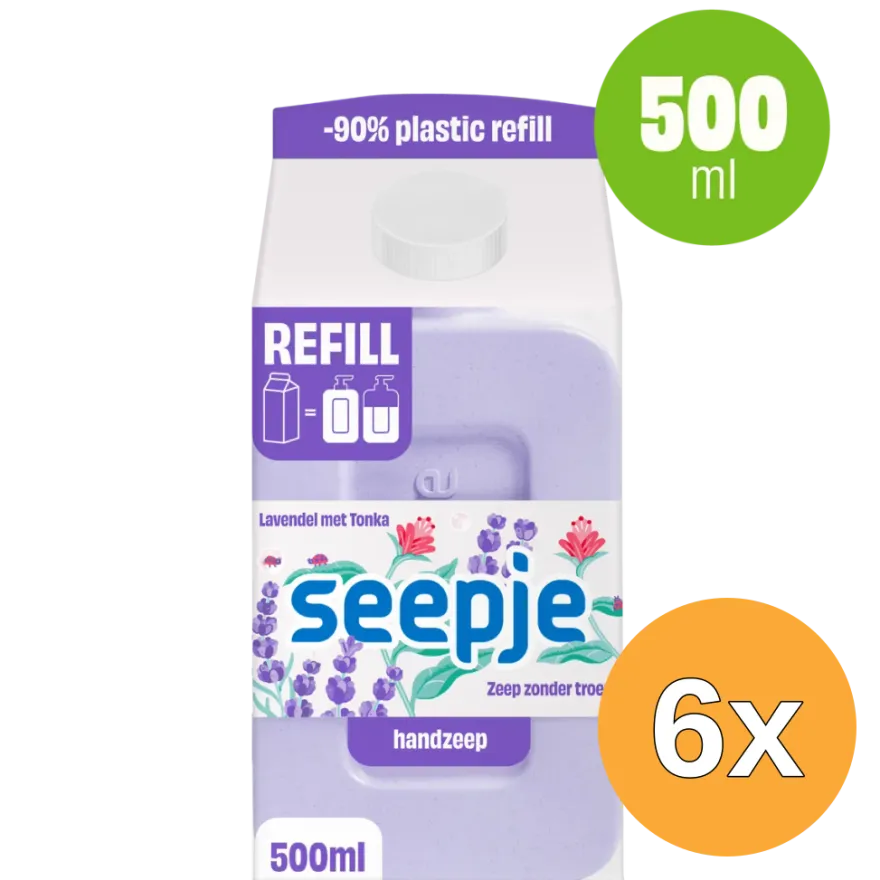 6x Seepje Handzeep Lavendel Refill Pak (500 ml)