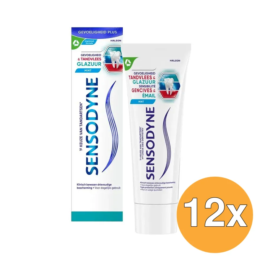 12x Sensodyne Tandpasta Gevoeligheid & Tandvlees Glazuur (75 ml)