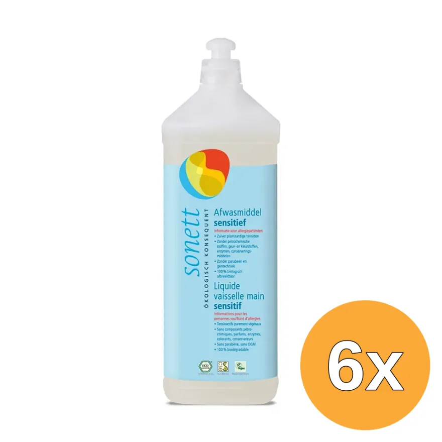 6x Sonett Afwasmiddel Sensitive Bio (1000 ml)