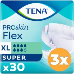 3x Tena Flex Super Proskin Extra Large (30 stuks)