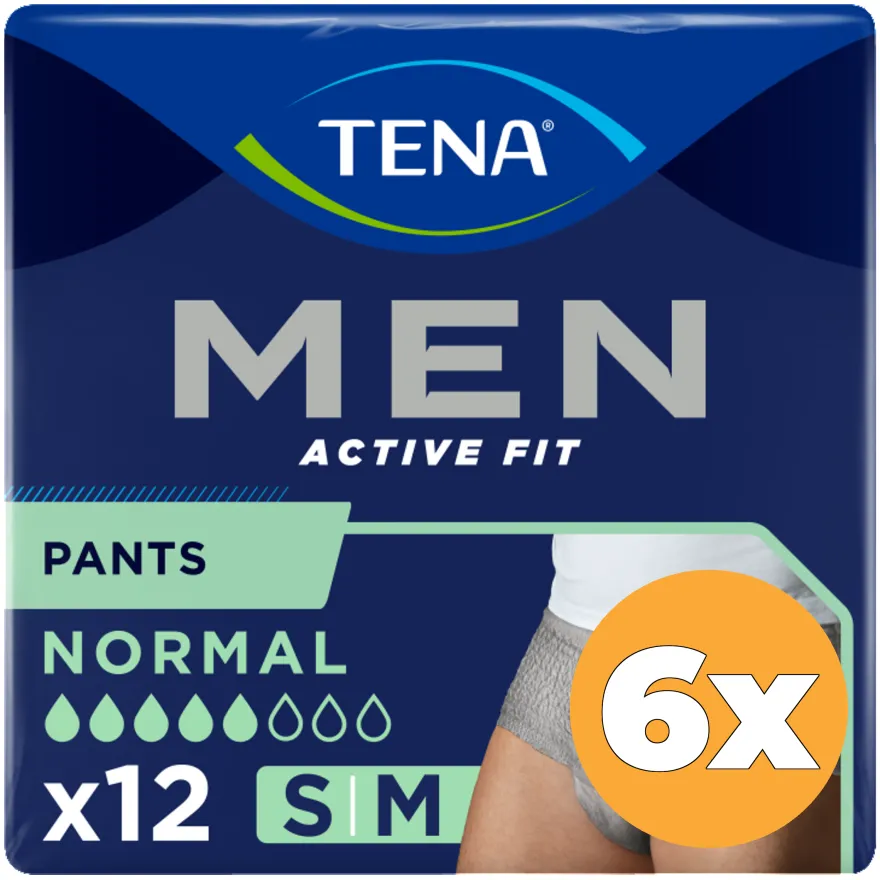 6x Tena Men Active Fit Normal Small/Medium (12 stuks)