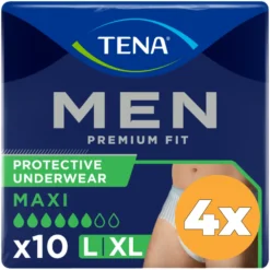 4x Tena Men Premium Fit Maxi Large/XL (10 stuks)