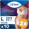 2x Tena Silhouette Plus Blanc – Lage Taille L (10 stuks)