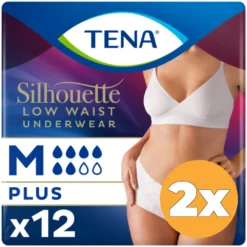 2x Tena Silhouette Plus Blanc – Lage Taille M (12 stuks)