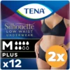 2x Tena Silhouette Plus Noir – Lage Taille M (12 stuks)