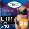 2x Tena Silhouette Plus Noir – Lage Taille L (10 stuks)