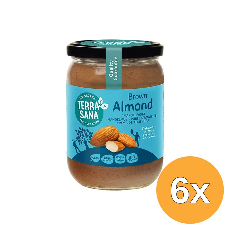 6x TerraSana Amandelpasta zonder zout bio (500 gr)
