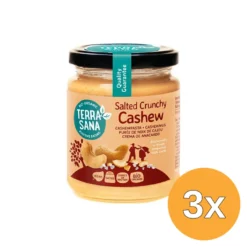 3x TerraSana Cashewpasta crunchy met himalayazout (250 gr)