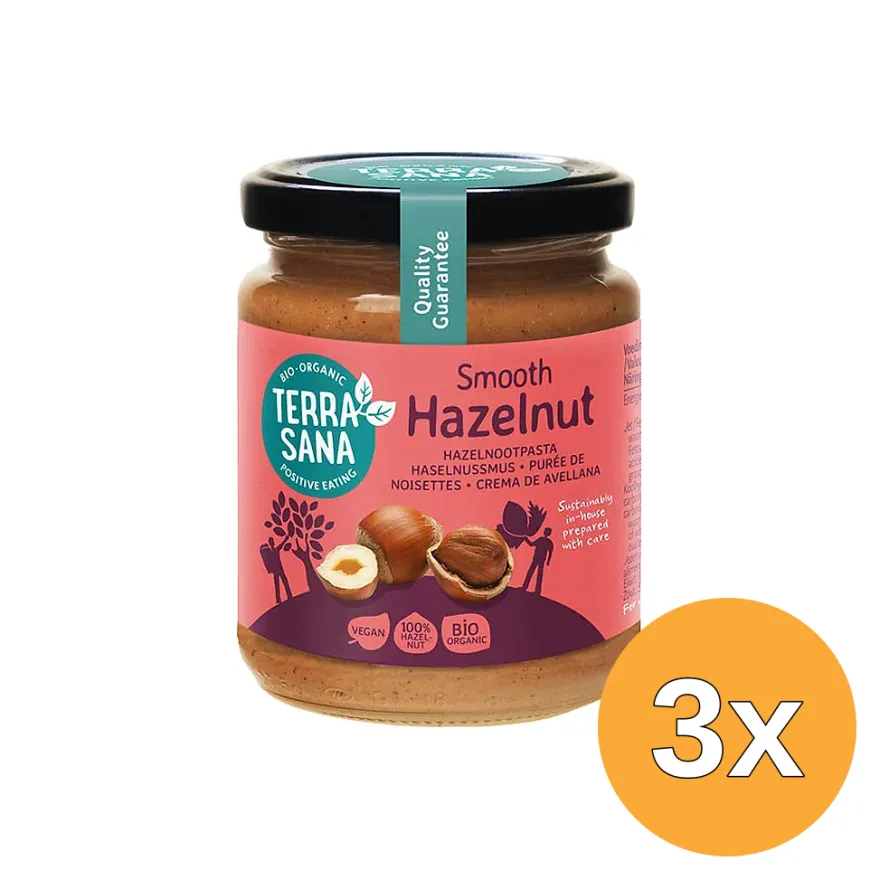 3x TerraSana Hazelnootpasta bio (250 gr)