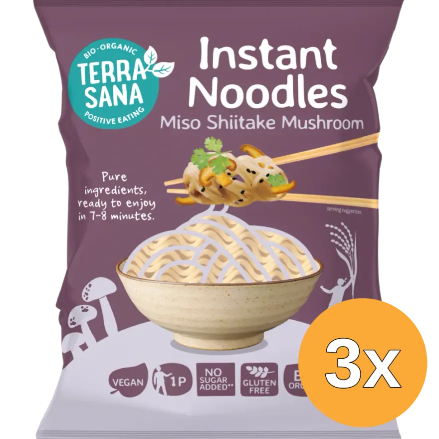 3x TerraSana Instant Noodles Miso Shiitake Mushroom (90 gr)