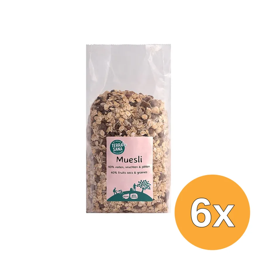 6x Terrasana Muesli Noten & Zuidvruchten Bio (1000 gr)