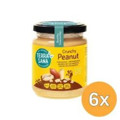 6x TerraSana Pindakaas crunchy zonder zout bio (250 gr)
