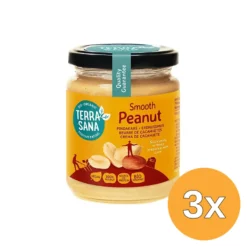 3x TerraSana Pindakaas fijn zonder zout bio (250 gr)