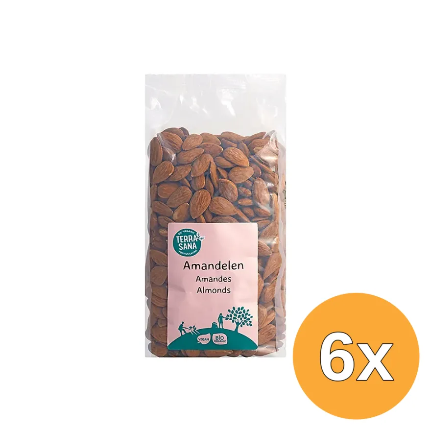 6x Terrasana Raw Amandelen Bruin Bio (750 gr)