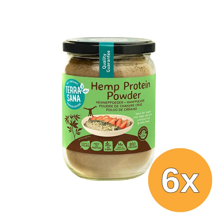 6x Terrasana Raw Hennep Protein Poeder In Glas Bio (200 gr)