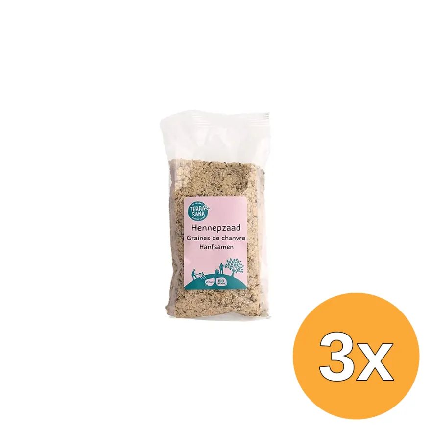 3x Terrasana Raw Hennepzaad Gepeld Bio (250 gr)